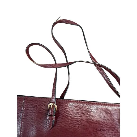 Coach Turnlock Leather Tote Bag Oxblood Burgundy Pebbled Gold Hardware - Picture 10 of 14